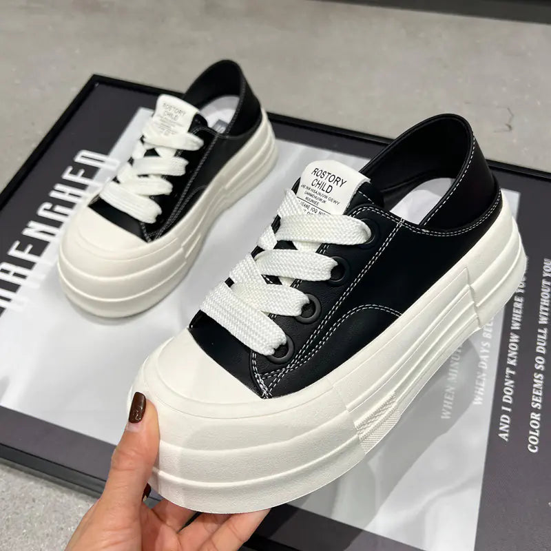 Microfiber Cross Strap Platform Sneakers