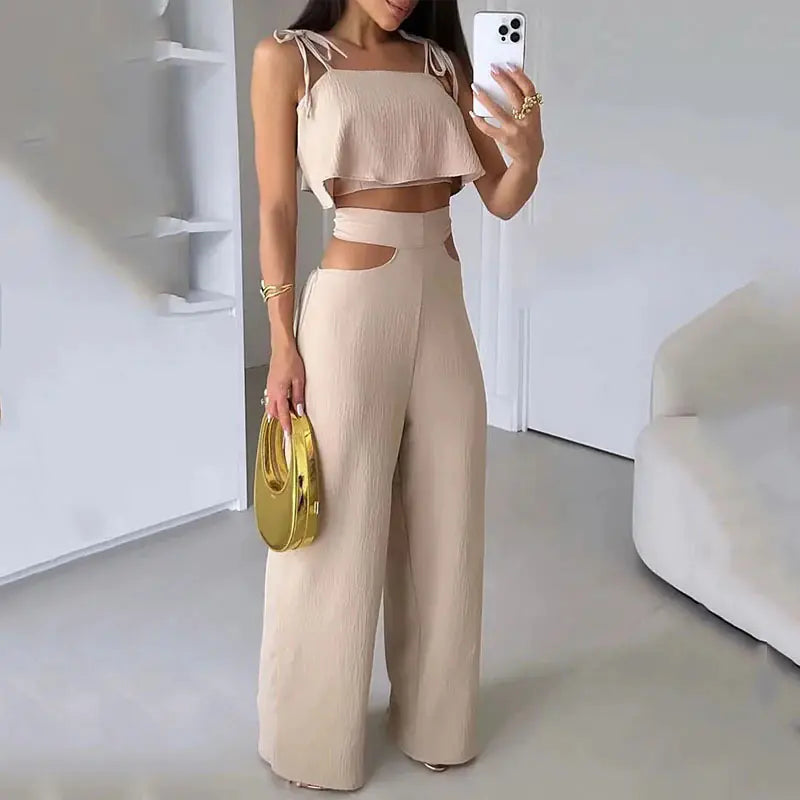 2023 Summer Women's Casual Solid Color Outfit Set