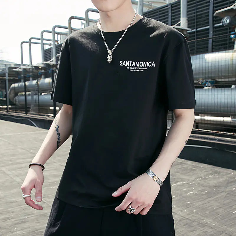 Graphic Letter Print Short Sleeve Hip-Hop T-Shirt