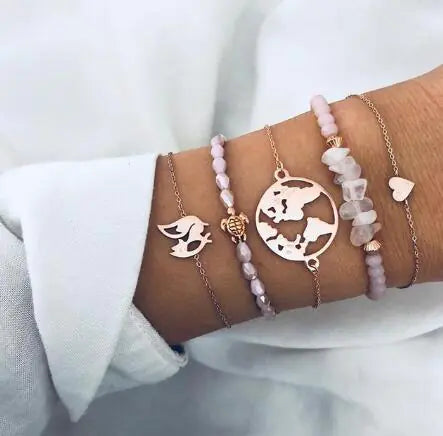 Beaded Bracelet and Anklet Set