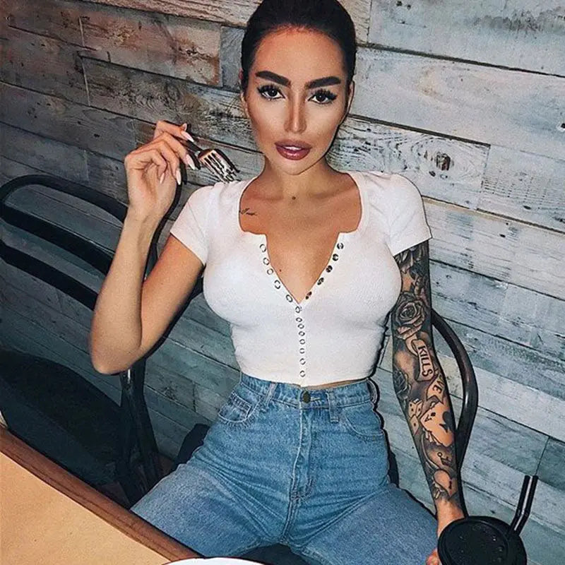 Short Sleeve Crop Top Blouse