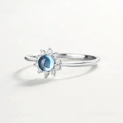 S925 Silver White Gold Sunflower Adjustable Ring