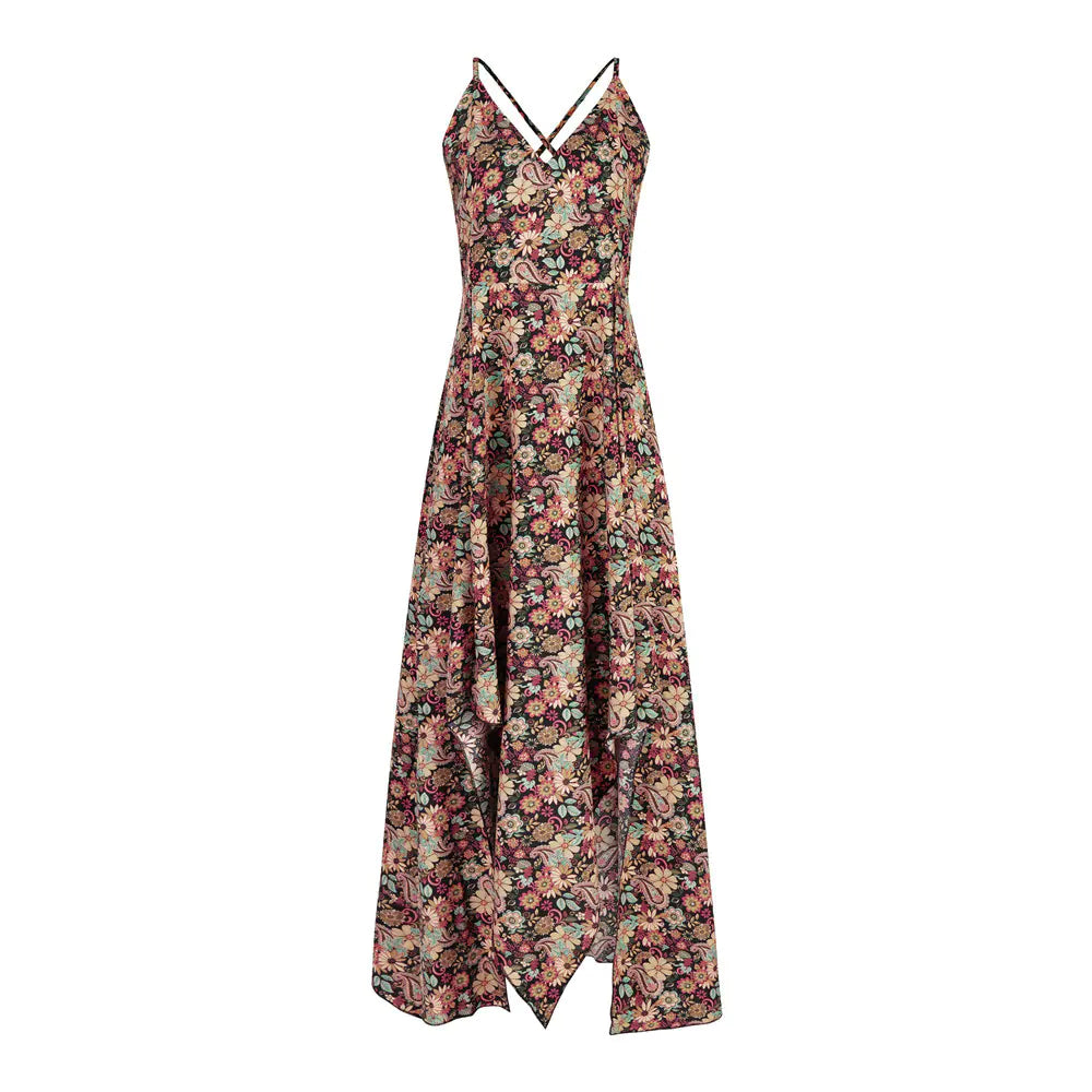 Women's Sexy V-neck Backless Halter Split Dress