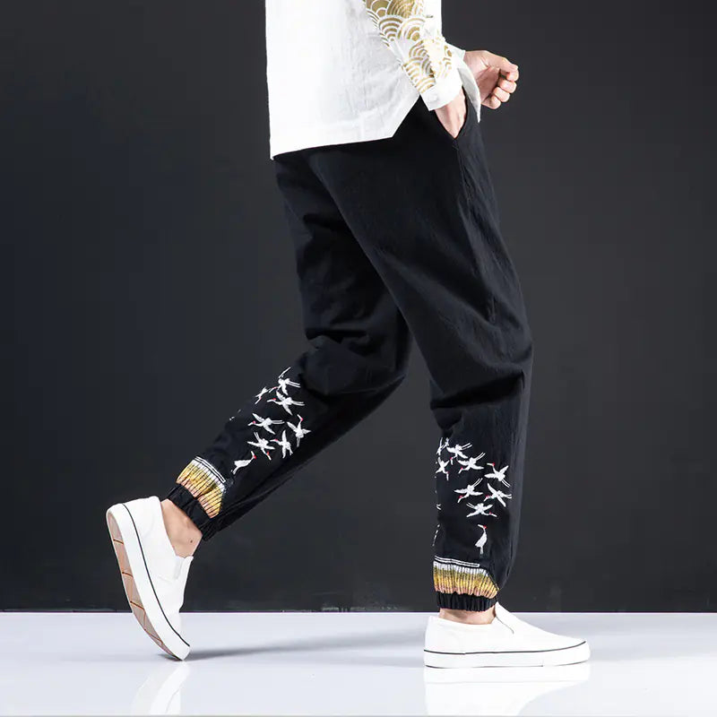 Chinese Style Men's Plus Size Casual Retro Trousers