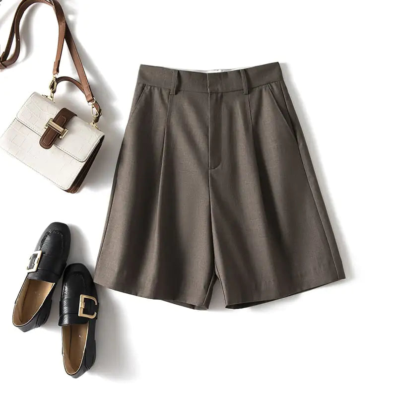 Women's Casual High Waist Loose Fit Suit Shorts