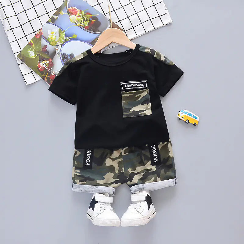 2020 Boys' Summer Camouflage T-Shirt and Shorts Set