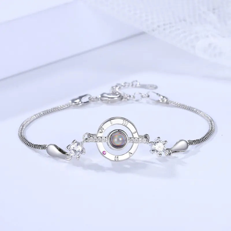 100 Languages I Love You Bracelet with Round Projection