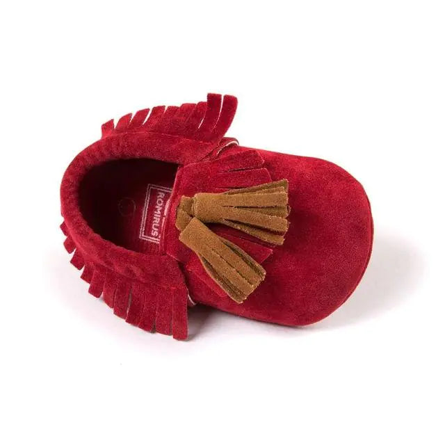 PU Striped Synthetic Leather Baby Soft Sole Shoes