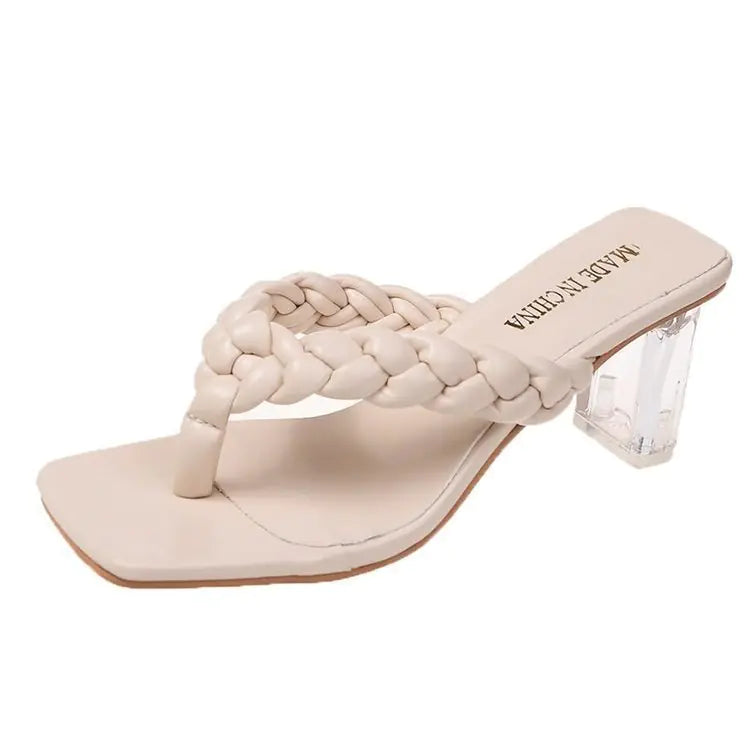 Korean Style Thick Heel Flip-Flops