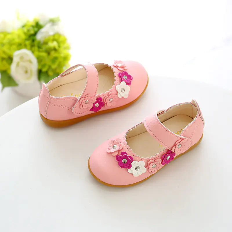 Girls' Princess Leather Shoes with Non-Slip Soft Sole