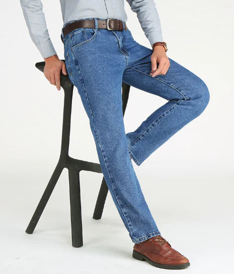 High Waist Straight Loose Stretch Jeans for Men