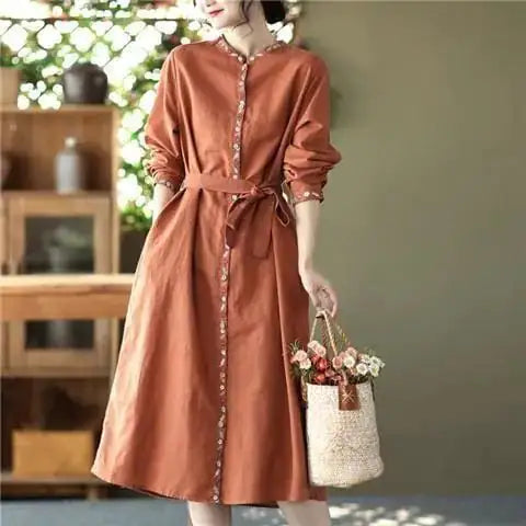Lace-up Waist Long Temperament Cardigan Dress