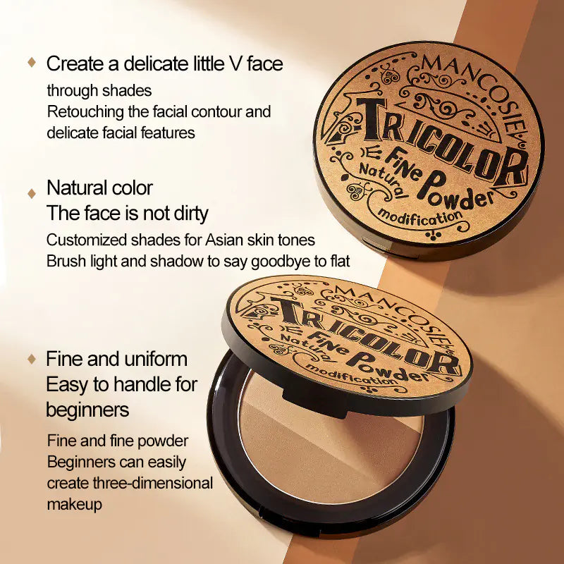 3 Colors 3D High-Gloss Nose Shadow Concealer Palette