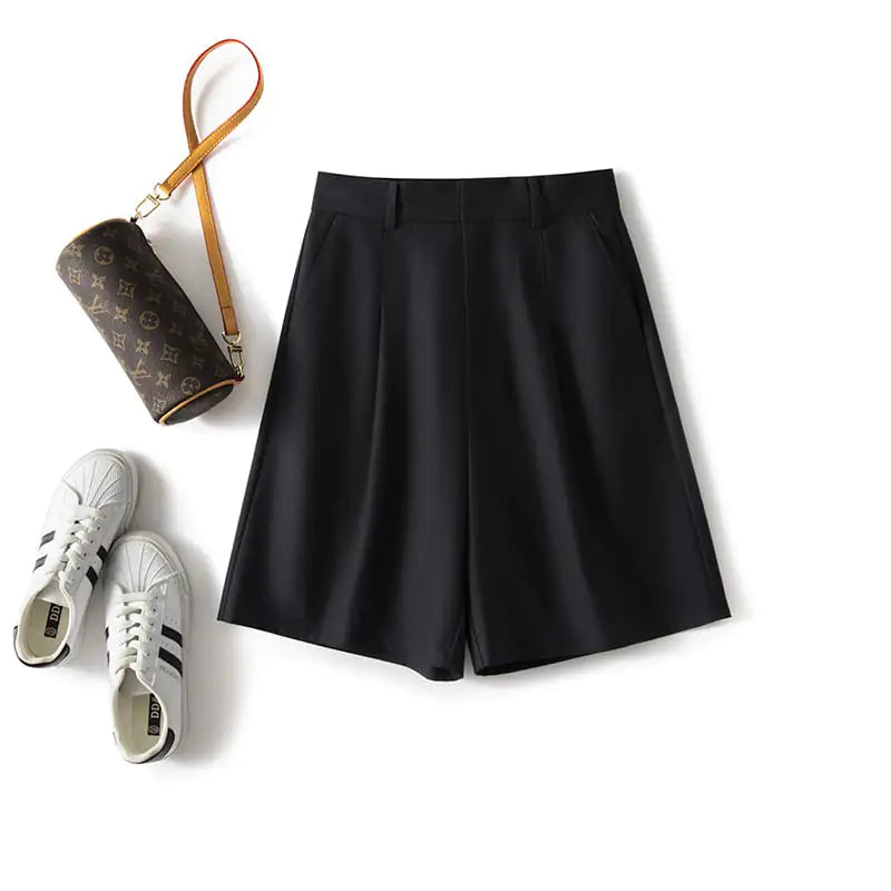 Women's Casual High Waist Loose Fit Suit Shorts
