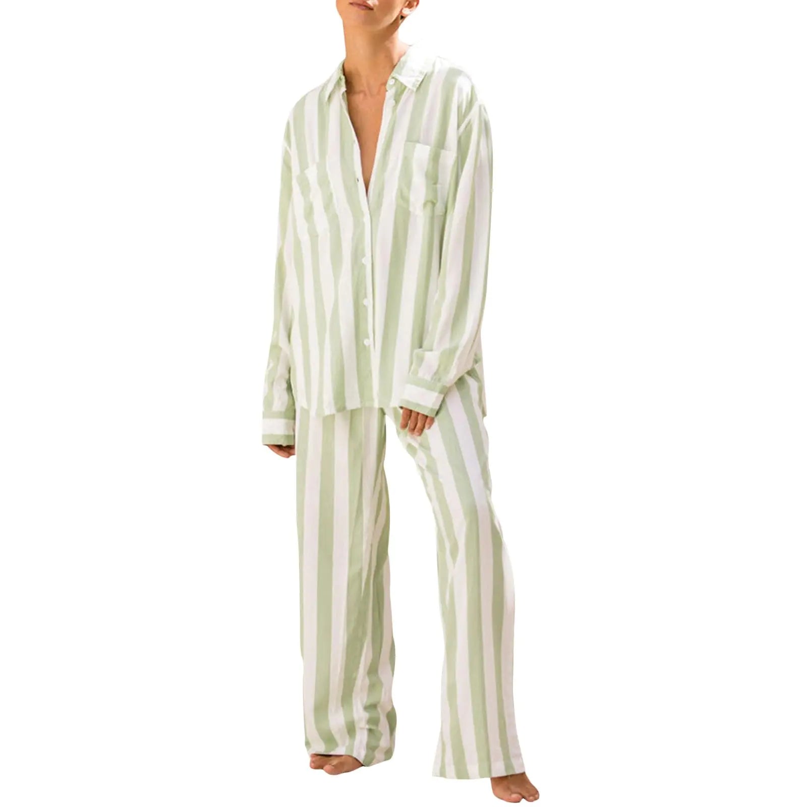 Argeousgor Y2K Striped Button-Down Lounge Set