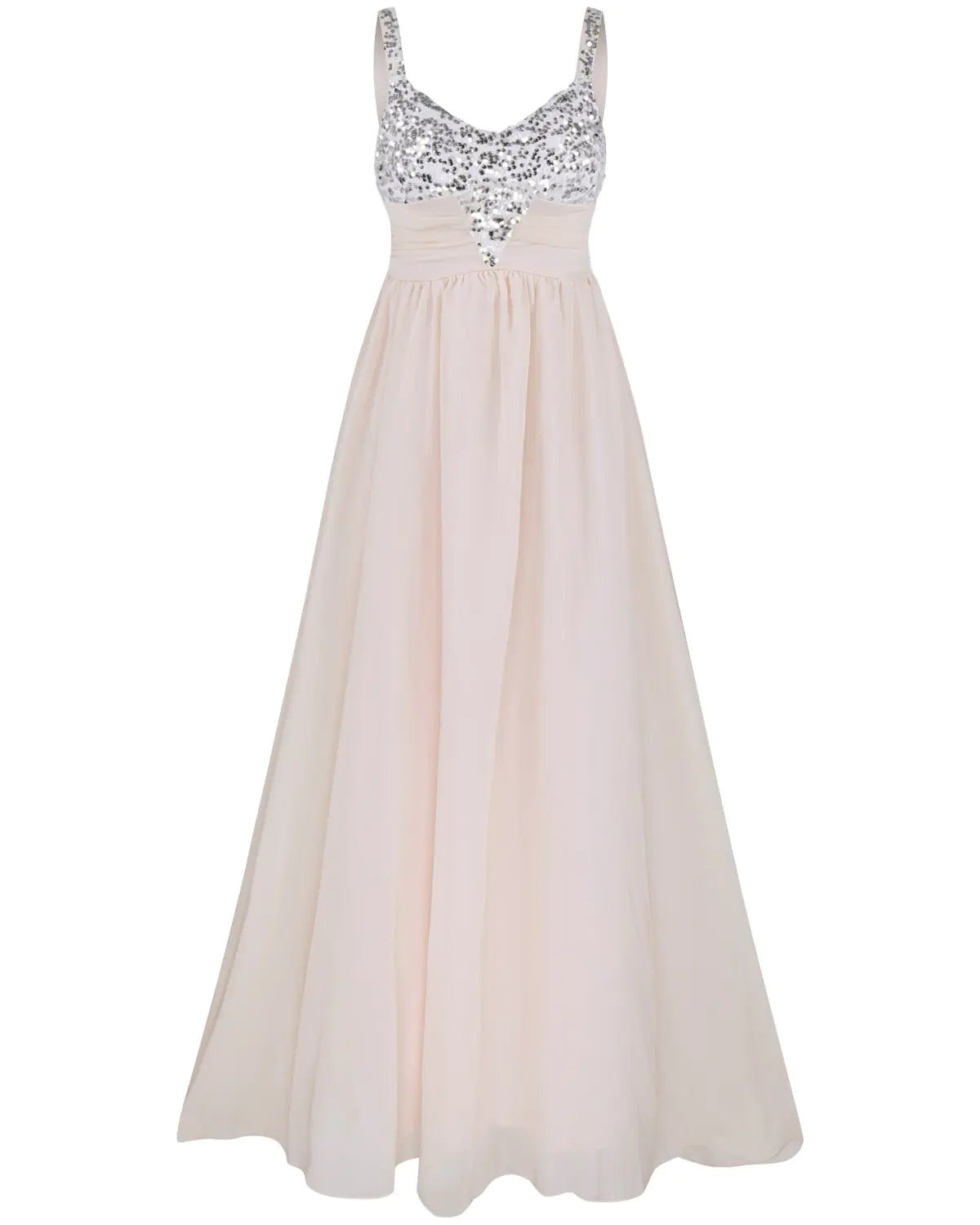 Sweet Women's Deep V Backless Chiffon Dress with Sequins