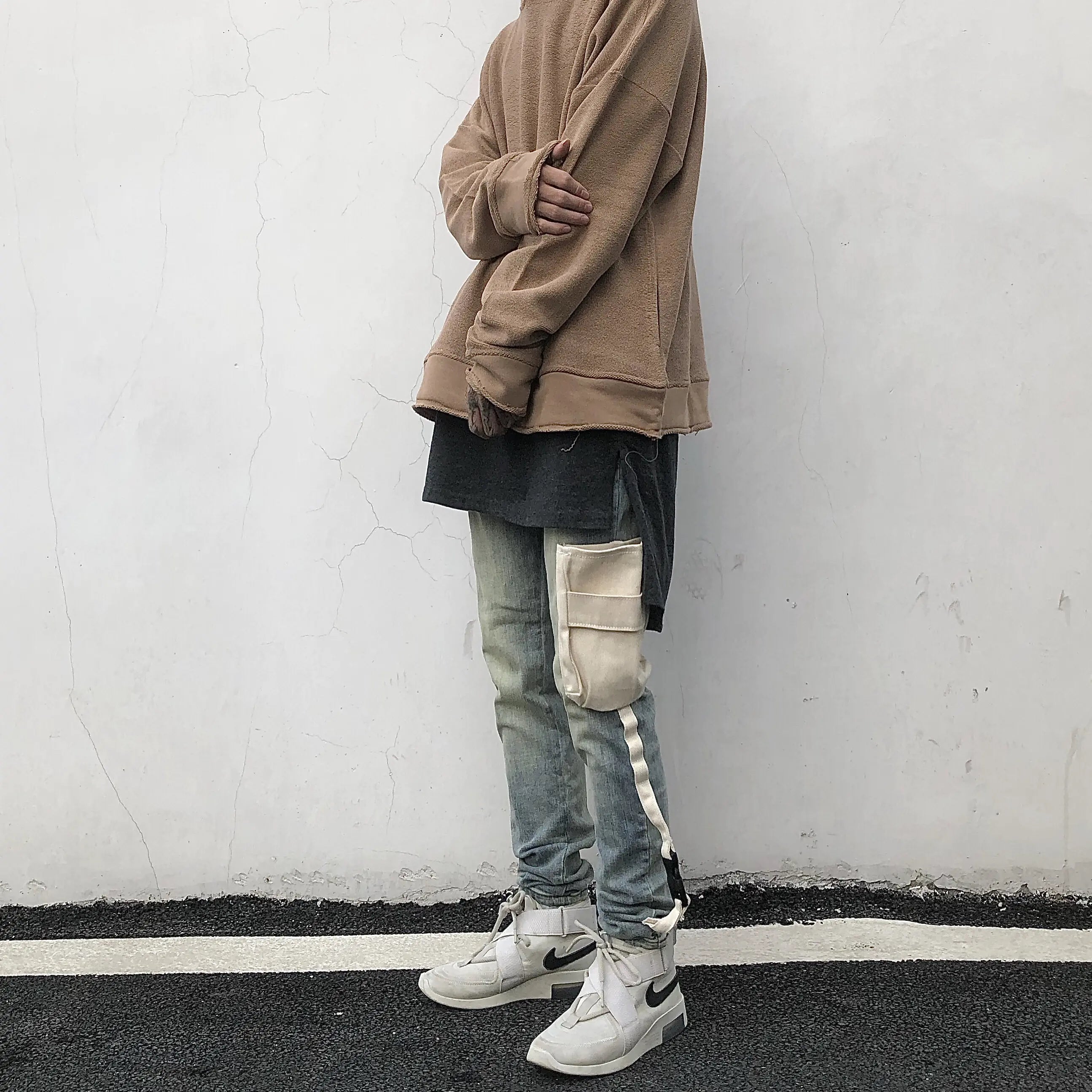 Kanye Style High Street Functional Slim Fit Jeans