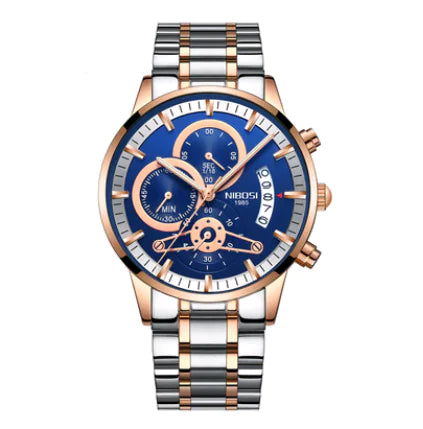 Men's Solid Steel Band Watch with Luminous Quartz Dial