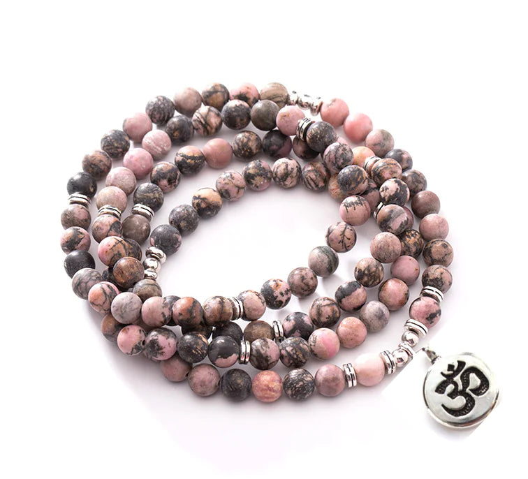 Natural 108 Black Line Red Pattern Bracelet