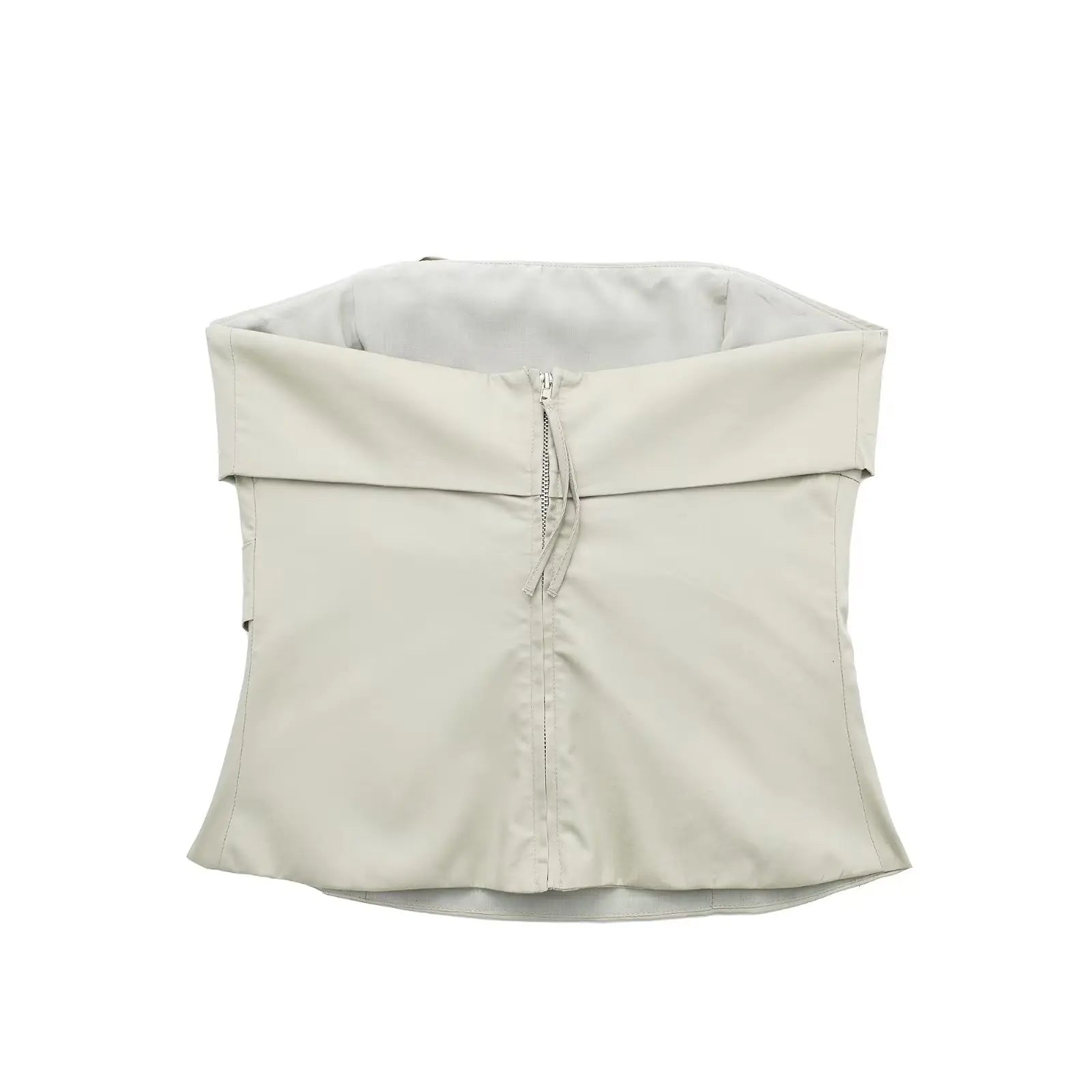 Pleated Strapless Bustier Cropped Tank Top for Women