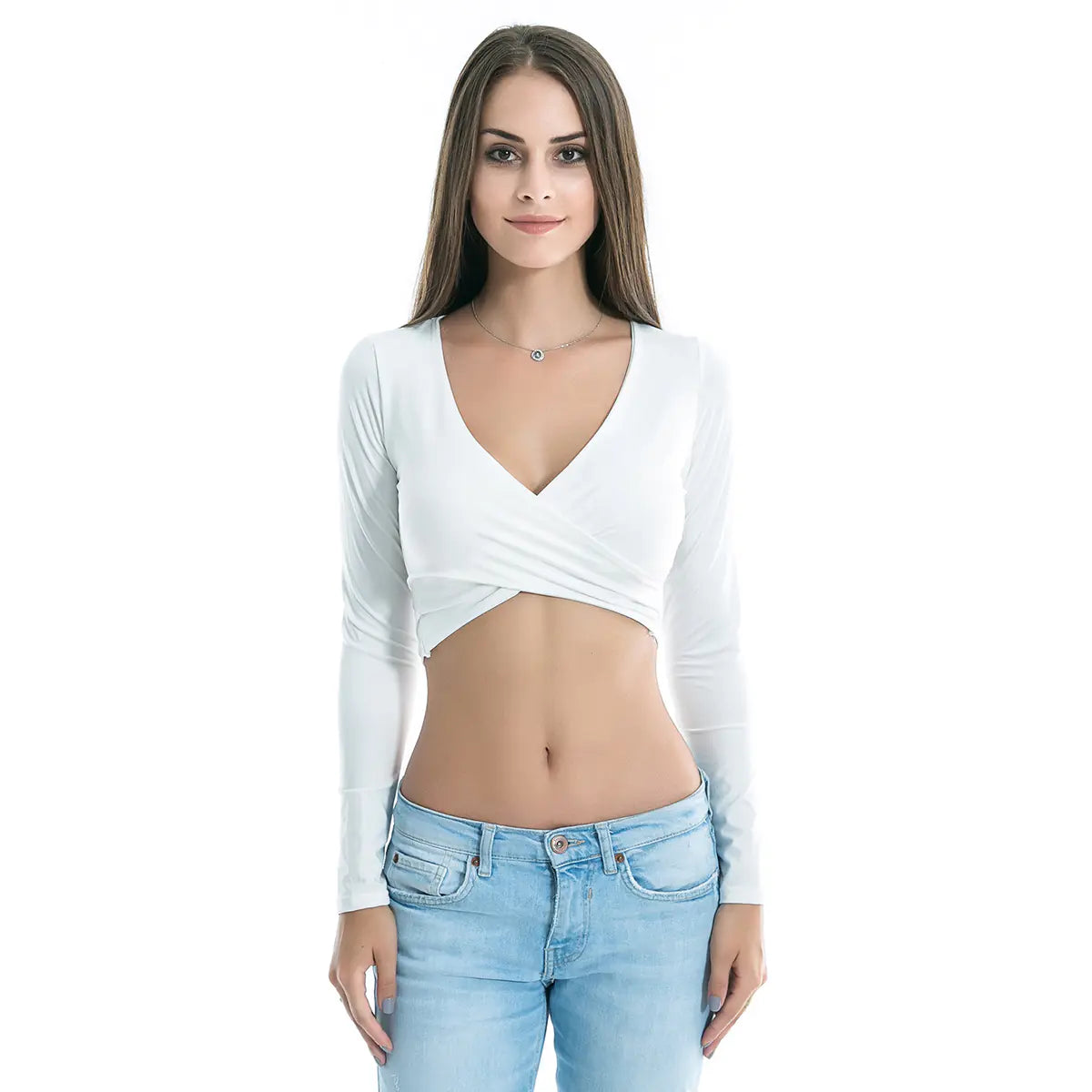 Long Sleeve Crop Top with Corset Ties