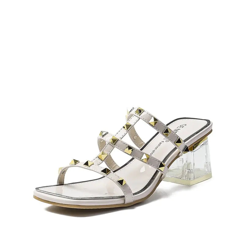 Rivet High-Heeled Sandals