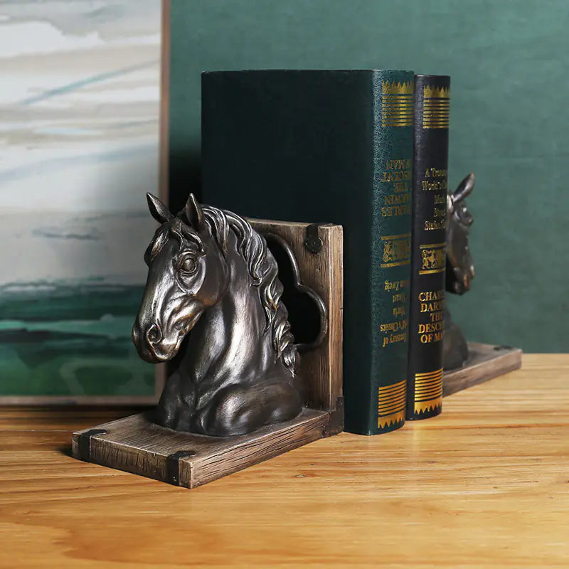 American Animal Bookends - Resin Craft Horse Decor
