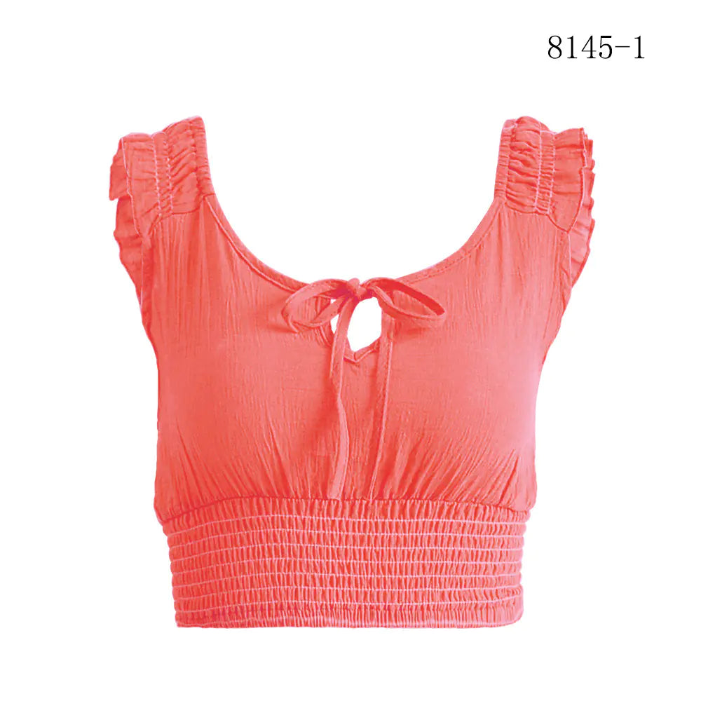 Ruffled Top with Butterfly Sleeves and Strapless Design