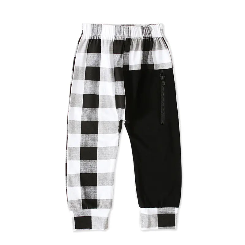 Pudcoco Boys' Casual Plaid Harem Pants (1Y-6Y)