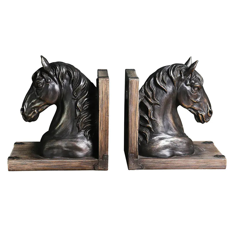 American Animal Bookends - Resin Craft Horse Decor