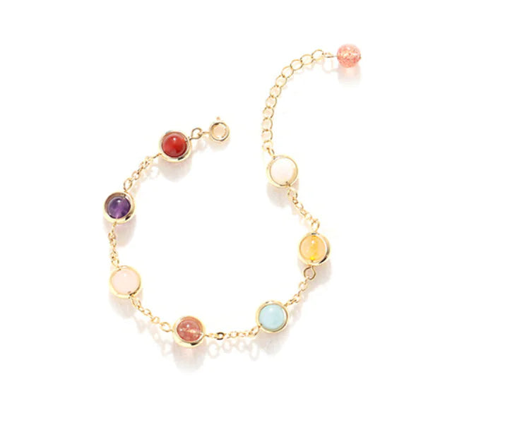 Crystal Bracelet with Colorful Rainbow Beads
