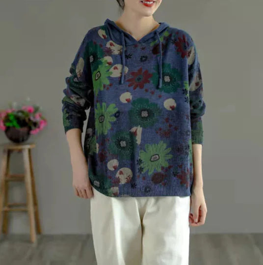 Vintage Slouchy Printed Hoodie Sweatshirt