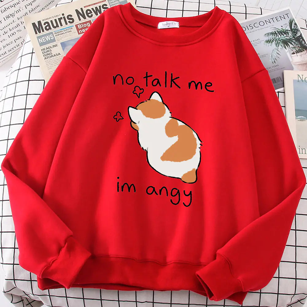 Chic Casual Cat Print Crew Neck Sweatshirt
