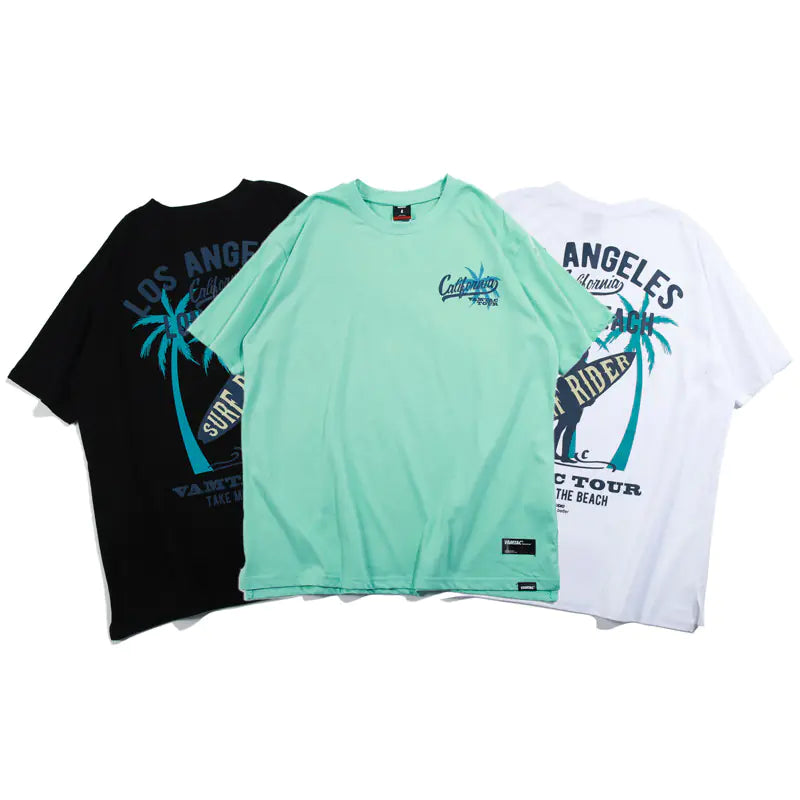 Coconut Tree Print Short Sleeve Cartoon T-Shirt