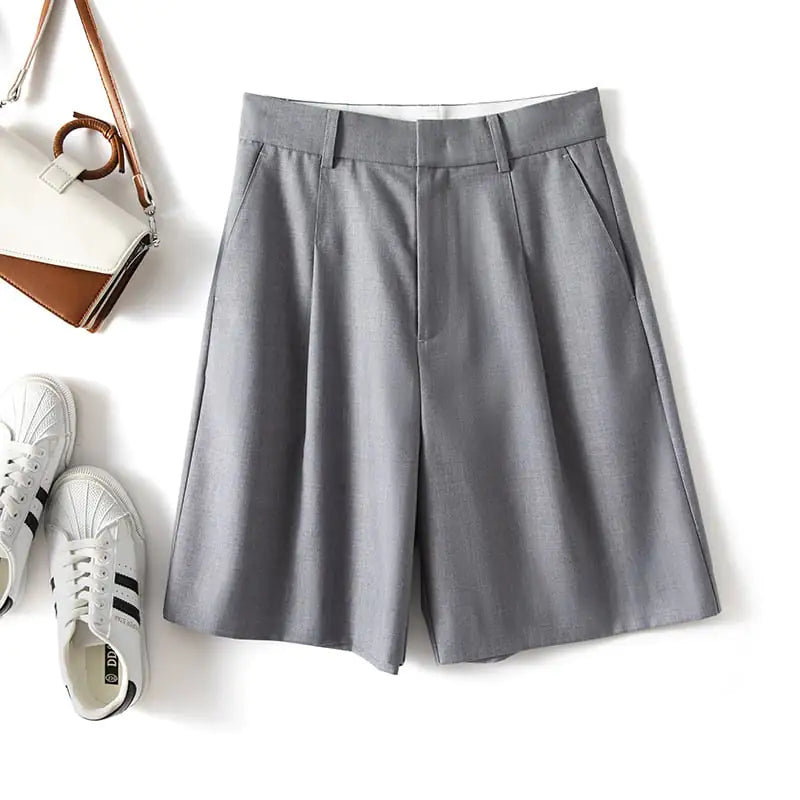 Women's Casual High Waist Loose Fit Suit Shorts