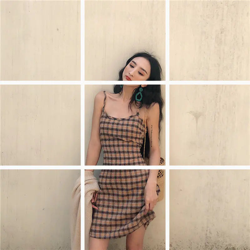Wholesale French Style Vintage Plaid Dress for Summer