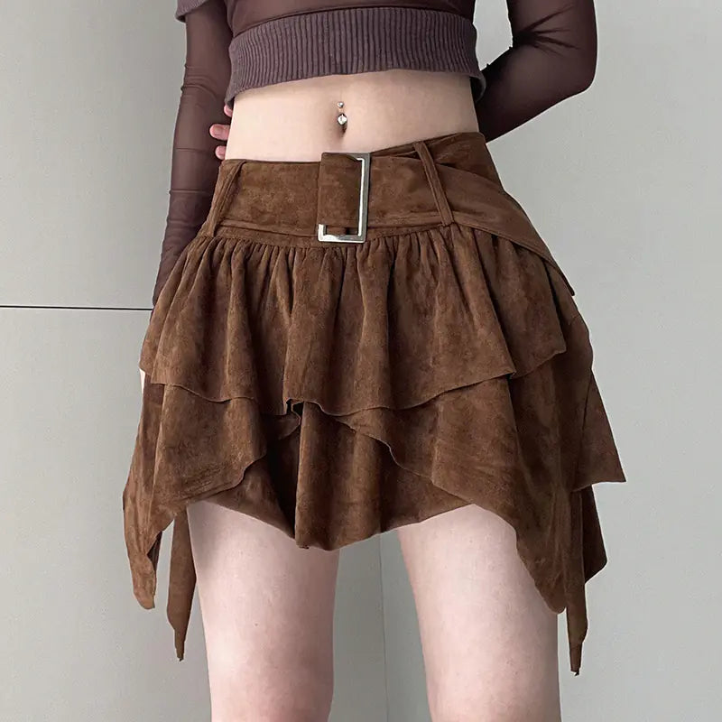 Irregular Hem Slimming A-Line Skirt