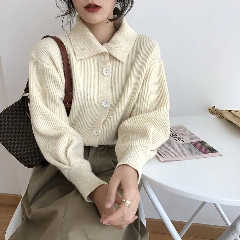 Women's Short Loose Soft Waxy Knitted Cardigan