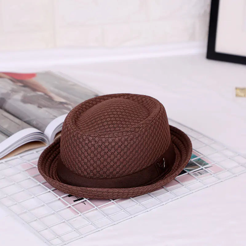 Breathable Flat-Brimmed Jazz Hat - Foldable Sun Hat