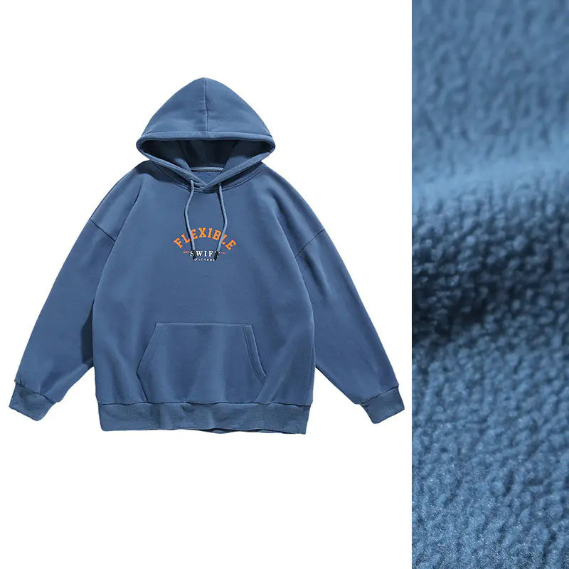 Korean Style Men's Hoodie - Loose Fleece Sweatshirt