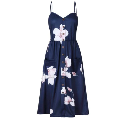 Sunflower Pineapple Print Backless Dress for Women