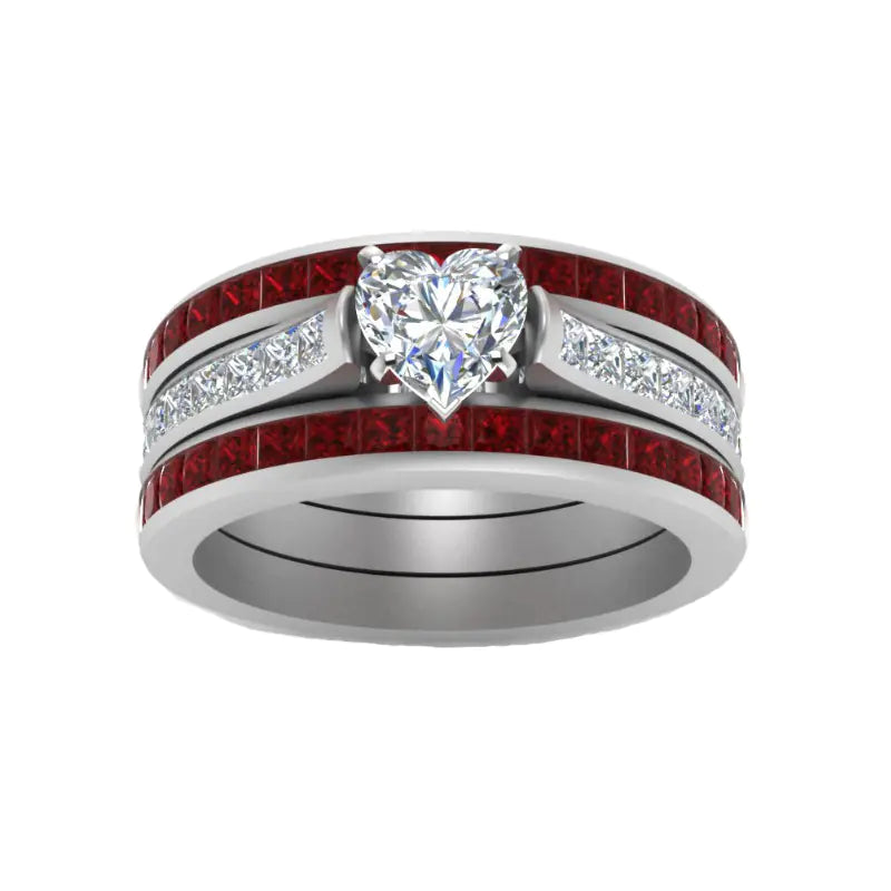 Ruby Heart Three-Layer Statement Ring