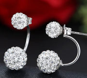 925 Silver Crystal Ear Studs Japanese Korean Elegance