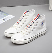 Trendy Black High-Top Canvas Sneakers for Women