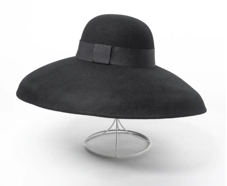 Fashionable Vintage Wide-Brim Wool Felt Hat