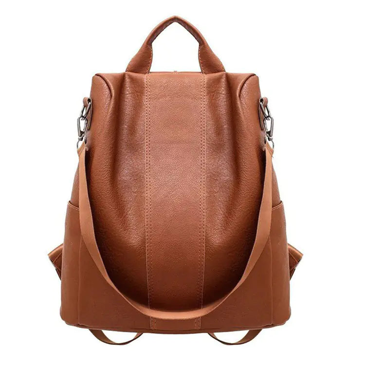 Retro Anti-Theft PU Duffel Backpack