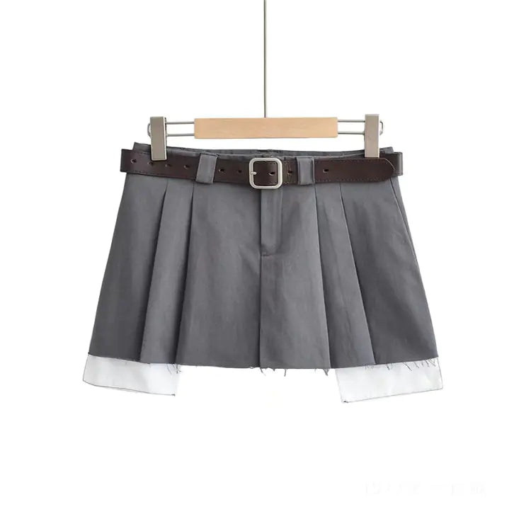 Low-Waisted Pleated Skirt Two-Piece Workwear Set