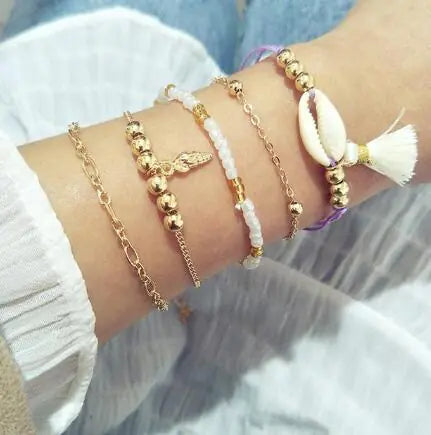 Beaded Bracelet and Anklet Set