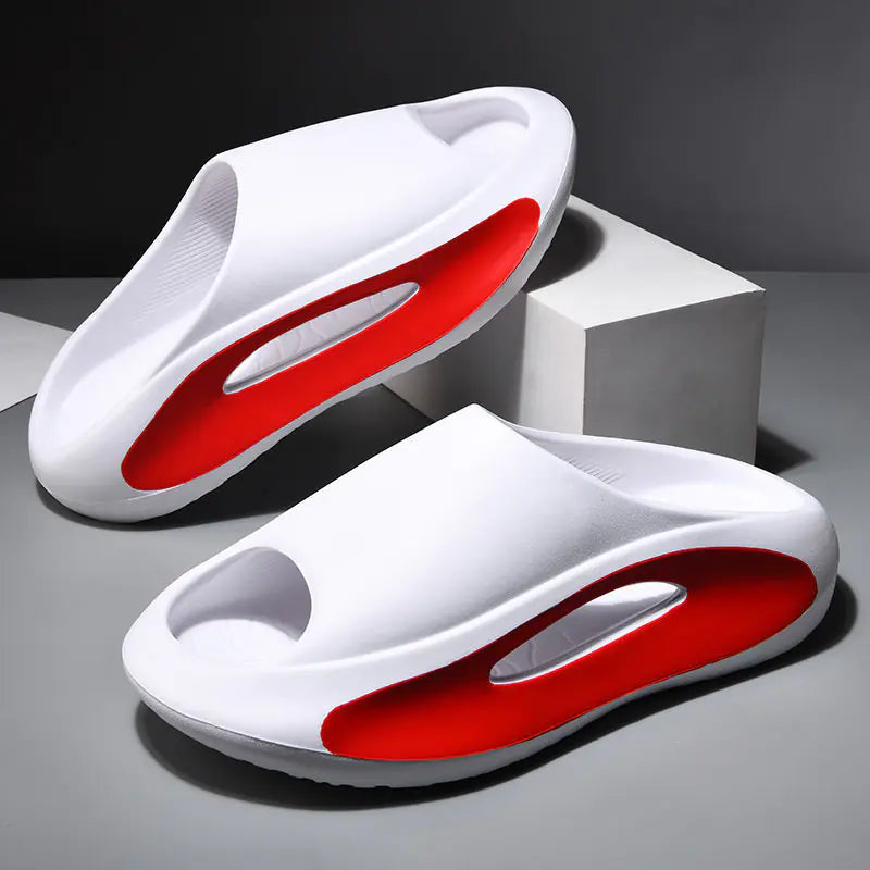 Men's Thick-soled Open Red Flip-flops for Summer