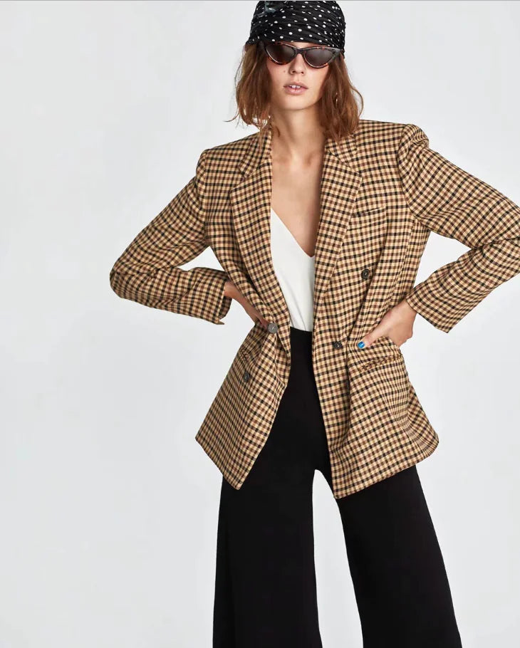 Plaid Blazer for Women - Versatile Work and Casual Wear